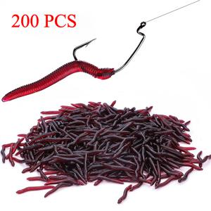 TEMU 200개 리얼리스틱 소프트 낚시 루어 - 레드 웜 디자인의 향기로운 PVC 지렁이, 담수 및 해수용 혼합 색상, 내구성 있고 생생한 미끼, 낚시꾼을 위한 자연스러운 외관 고품질 루어, 크리스마스에 가장 적합, 추수감사절에 완벽