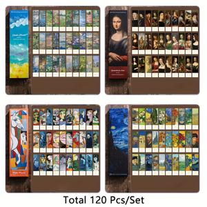 TEMU 120개 세트 빈티지 유화 테마 종이 북마크 카드, 책 인덱싱, 사무실, 독서 장식용. 반 고흐, 피카소 추상 미술, 정원 풍경 및 초상화가 담긴 예술적 디자인. 책 애호가와 독자에게 완벽한 선물. 30장/팩, 총 4팩