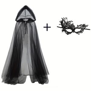 TEMU 2pcs 블랙 브리드 셔우, 위치 바미어 코스플레이 베일, 할로윈 더블 클로크 게임, 공포 파티 의상, 프롭, 카니발 의상, 그리고 다크 레이스 마스크|코스프레