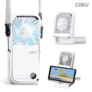 TEMU COKU 스마트 접이식 손선풍기, 내장, 파워보조배터리, 5단 풍속, 여름 야외 필수품