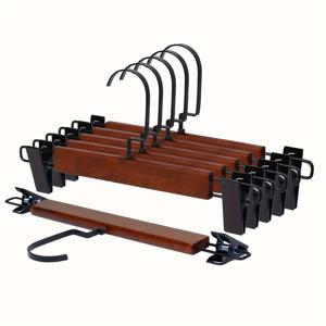 TEMU 스테인리스 스틸 클립이 달린 빈티지 단색 우드 바지 걸이 - 미끄럼 방지, 공간 절약형 바지 및 스커트 보관대|바지걸이