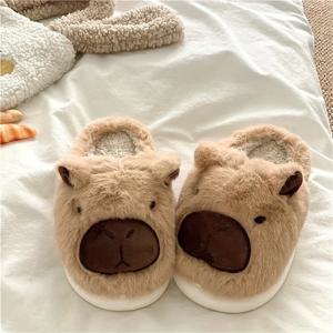 TEMU 여성/남성용 귀여운 카피바라 만화 겨울 슬리퍼, 여성용 따뜻한 실내 홈 신발, 두꺼운 미끄럼 방지 슬리퍼, 여성용 홈 신발, 실내 슬리퍼
