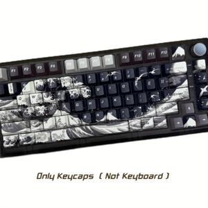 TEMU 131개의 키캡 세트, PBT 키캡, 메카닉 키보드용, 체리 , ANSI US 레이아웃과 호환, 게이머 및 키보드 애호가를 위한 완벽한 선물 세트, 메카닉 키보드용 게임 액세서리, 6.25U 스페이스바가 있는 61/ 64/ 75/ 84/ 87/ 104/ 108 Cherry MX 스위치
