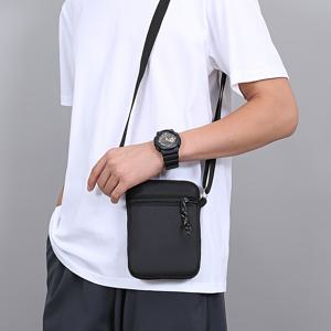 TEMU 남성을 위한 블랙 캔버스 크로스바디 백, 옥스포드 소재, 조절 가능한 스트랩, 일상적인 통근을 위한 캐주얼 숄더 슬링, 휴대 전화 포켓|슬링백