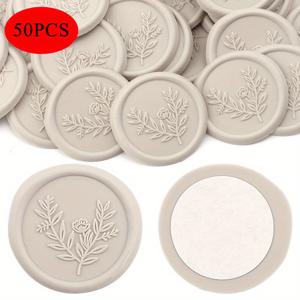 TEMU 25/50pcs 우아한 꽃 가지 왁스 봉인 스티커 - 자체 접착, 레진, 매트 핏, 결혼식 초대장 및 선물 장식에 이상적, 결혼식 초대장 봉인 | 꽃 가지 디자인 | 자체 접착 스티커, 왁스 봉인 스탬프