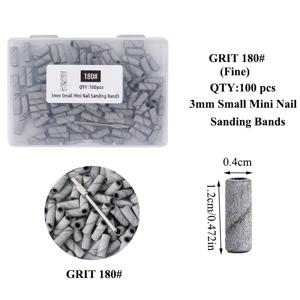TEMU 100개 TFSCLOIN 3mm 미니 샌딩 밴드 마델 포함 - 중간 그릿(M) 네일 드릴 비트, 전기 네일 드릴용, 데드 라이트 베이지 & 제거, 매니큐어 & 페디큐어 도구, 무향, 직선 디자인, 네일 드릴 액세서리, 페디큐어 필수품, 매끄러운 메탈릭 마감, 내구성 있는 구조
