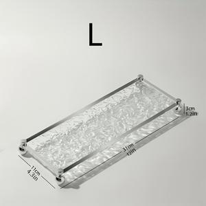 TEMU 1개 우아한 투명 장식 트레이, 질감 있는 기하학적 가장자리 디자인 - 향수, , 메이크업 도구용 다기능 PET 플라스틱 보관 정리함 - 드레싱 테이블, 욕실, 데스크탑, 화장대 액세서리 홀더에 적합, 세련된 모던 에스테틱, 클리어 구조, 욕실 트레이