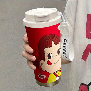 TEMU 1pc 18oz Peko 만화 캐릭터 텀블러 스테인리스 스틸 이중 벽 진공 보온 보냉 뚜껑 재사용 가능 체육관 운동, 야외 활동, 캠핑, 사이클링 및 피트니스|텀블러