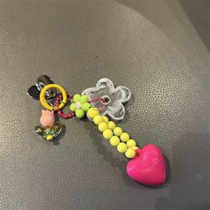 TEMU 리안왕 멀티컬러 하트 진주 꽃 폰 키체인 - 아이폰 에어팟 자동차 열쇠고리 장식용 컬러풀 비즈 & 펄, 귀여운 선물 액세서리