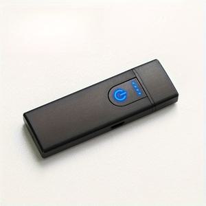 TEMU 1개 USB 충전식 전기 라이터, 터치 감지 점화, ABS 소재, ≤36V 작동 전압, 리튬 폴리머 배터리 포함, 남성용 패션 메탈 악센트, 컴팩트 디자인, USB 충전 라이터 | 슬림 메탈 악센트 | 내구성 있는 라이터