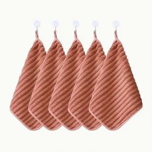 TEMU 5pcs 럭셔리 소프트 타월 세트 - 슈퍼 흡수력 퀵 드라이 핸드 타월 - 다기능 11.8 * 11.8 인치, 가정용 욕실 및 일상 사용에 적합, 걸이 루프가 있는 벨벳, 야외, 주방 및 여행에 완벽