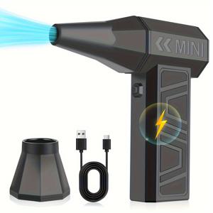 TEMU 휴대용 터보 제트 팬, 4단계 속도 조절 130000RPM, Type-C USB 충전식 고속 전기 공기청정기, 리튬 배터리 내장, 키보드·컴퓨터·차량 및 가정용 청소 도구|차량용선풍기