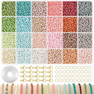 TEMU 3mm 유리 씨뱀을 팔찌 만들기, 우정 팔찌 만들기 키트 24 색 뱀 팔찌 키트, 보석 만들기, DIY 예술 공예 (Sead Beads 3mm-A)