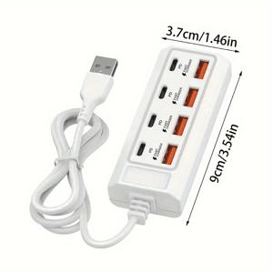 TEMU 25W 고속 충전 벽면 충전기 8포트 USB 허브 (4USB-A + 4 Type-C PD 포트) - 태블릿/노트북/스마트 기기 동시 충전 지원 - 2023 업그레이드된 스마트 충전 기술 다중 충전기