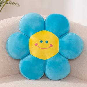 TEMU Akkun Smile Face 플러시 무지개 베개, 13.78인치 귀여운 꽃 모양 폴리에스테르 비직조 직물 던지기 베개, 침실 거실 장식용 부드러운 장식 바닥 베개