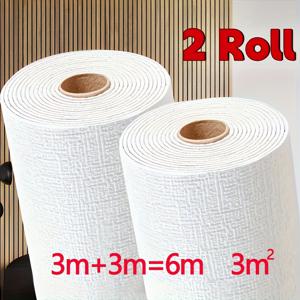 TEMU 2롤 접착식 3D 폼 벽지 - 방수, 습기방지, 쉽게 붙이고 떼고 자를 수 있는 화이트 텍스처 디자인, 거실·주방·침실·사무실 장식용