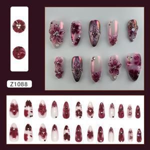TEMU 3D 프렌치 아이스 플라워 달콤한 쿨 니치 탈착식 네일 스티커, 24pcs