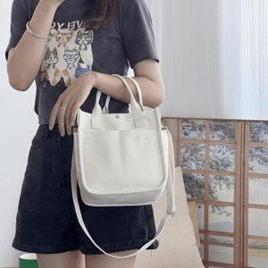 TEMU 검은색 토트 백, 포켓, 자석 잠금 장치, 탈착 가능한 어깨 끈, 가장자리 페인팅, 내구성 있는 소재|에코백