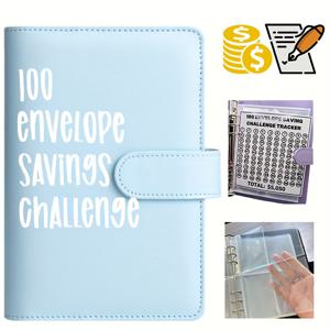 TEMU 1세트, 100개의 봉투 챌린지 바인더, 쉽고 재미있게 $5,050를 모으는 방법, 돈 모으기 챌린지 바인더, 예산 바인더(25장의 속지로 구성된 현금 공책 포함, 숫자는 없음), 1pc, 디지털 페이지