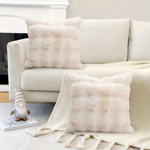 TEMU 2개, 고급스러운 푹신한 인조 토끼털 장식용 쿠션 커버, 18인치*18인치 부드러운 플러시 푹신한 소파 쿠션 커버 소파 침실 자동차용, 아늑한 모던 홈 쿠션 커버 소파 소파 침실 장식용, 베개 삽입물 없음