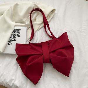 TEMU 여성용 Bowknot 숄더 백, 패션 소형 겨드랑이 지갑, 조절 가능한 스트랩이 있는 귀여운 캐주얼 경량 패브릭 핸드백