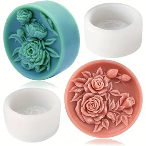 TEMU 비누, 양초 및 목욕 폭탄용 2개 세트 장미 꽃 실리콘 몰드 - DIY 밀랍 및 로션 바를 위한 3D 공예 도구