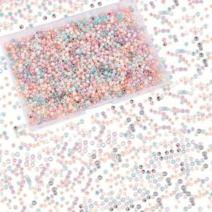TEMU 2000개 혼합 파스텔 크림 8/0 유리 씨드 비즈 - 컷아웃 패턴이 있는 3mm 라운드 포니 비즈, 주얼리 만들기용, 귀걸이, 팔찌, 목걸이 & 펜던트 - 내구성 좋은 DIY 액세서리 공예 비즈, 대량 주얼리 제작 비즈, 팔찌 부품, 트렌디한 디자인, 일관된 품질의 투명 비즈
