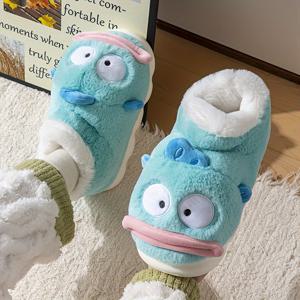 TEMU 만화 클라운피쉬 하이탑 슬리퍼 - 귀여운, 부드러운, 편안한, 실내외 사용에 적합한 따뜻함, 미끄럼 방지, 내구성 있는 캐주얼 스타일, 패브릭 갑피 및 안감, EVA 밑창