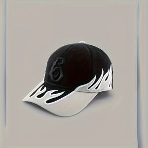 TEMU 1개/2개 미국 플레임 자수 베이스볼 캡 여성 힙합 스트리트 스타일 하드 탑 레터 트렌드 브랜드 피크드 캡