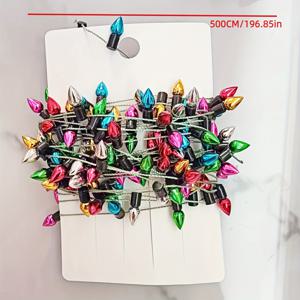 TEMU 1개 196.8인치 미니 컬러풀 장식 체인, 휴일 펜던트 & 매달린 비즈 스트링, 비전기식, 작은 크리스마스 트리 인형집 창문 장식에 적합, 미니 트리 축제 장식품, 파티 선물 크리스마스 장식