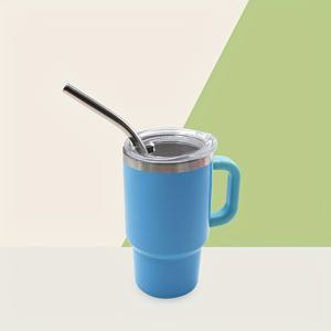 TEMU 플라스틱 핸들과 빨대가 있는 3oz/5oz 미니 스테인리스 스틸 텀블러 - BPA 프리, 뜨거운/냉장 음료를 위한 절연, 밝은 색상 (오렌지, 블루, 핑크, 그린) - 캠핑, 하이킹, 피크닉, 야외 모험, 캠핑 액세서리, 모험 음료 용기, 재미있는 디자인, 내구성 있는 음료 용기에 적합합니다.