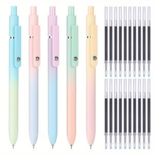 TEMU 25개 젤펜 세트 - 5색 멀티펜 20개 블랙 리필 포함, 0.5mm 극세 필, 빠른 건조 잉크, 부드러운 필기, 내구성, 깃털 없음, 학교, 사무실 및 선물에 완벽