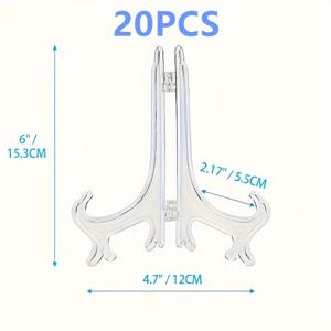 TEMU 20팩 투명 플라스틱 디스플레이 스탠드 3인치/6인치 - 사진, 카드, 예술, 접시, 인증서, 포스터용 전통 스타일 이젤 홀더 - 결혼식, 휴일 및 파티, 크리스마스, 할로윈을 위한 다용도 홈 & 이벤트 장식