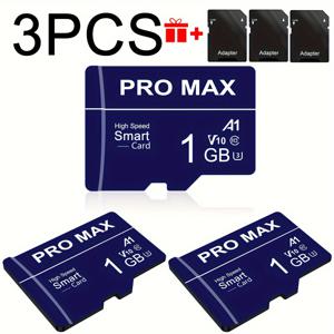 TEMU 3pcs 고속 SD 카드, PRO MAX 시리즈, A1 클래스 10 U3 V30, 1GB/512MB/256MB/128MB/64MB, 스마트폰, 태블릿, 카메라, 자동차 오디오, 게임 콘솔 및 더 많은 안전한 실제 용량 저장을 위한