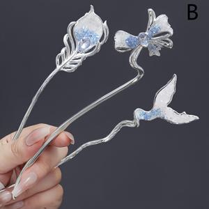 TEMU 3pcs 고전적인 스타일의 아이스 중국 헤어핀 세트, 한푸용으로 사용할 수 있는 우아한 차가운 톤 헤어 액세서리, 나비, 은행잎, 봉황 꼬리, 꽃, 물고기 꼬리 조합 세트, 데이용