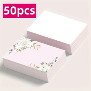 TEMU 감사, 메모, 메시지 및 인사말용 50장 꽃무늬 빈 카드 - 비즈니스, 생일 선물 및 개학용 다용도 필기용지