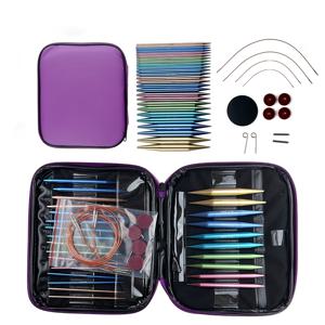 TEMU 1세트 새로운 스웨터 바늘 분리 가능한 링 바늘 보라색 소프트 백 교체 로프 링 바늘 다기능 스웨터 바늘 13쌍 세트