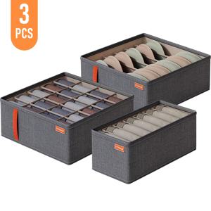 TEMU 3pcs 6+7+20 셀 속옷 정리함, 접이식 서랍 정리함, 옷장 정리함, 양말, 브라, 속옷, 넥타이, 벨트, 스카프 정리용 서랍 분리 정리함, 크리스마스 용품 보관 가방, 침대 밑 보관함