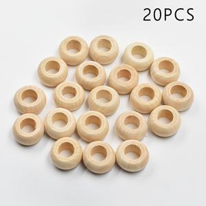TEMU 20개 천연 나무 주판 라운드 스페이서 비즈 30*15mm 미완성 목재 구슬 대형 홀 DIY 목공품 목걸이 팔찌 액세서리 제작용 (비즈)