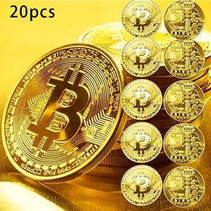 TEMU 10/20개 비트코인 기념주화 세트, 골든 코인 선물박스, 비즈니스 선물, 공예 애호가, 휴일 파티 생일 기념품에 완벽