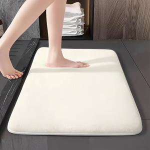 TEMU 부드러운 메모리폼 욕실 매트 - 미끄럼 방지, 흡수력 좋은 세탁 가능 샤워 러그, 홈 욕실·주방·침실 장식용 다크 그레이 직사각형 디자인