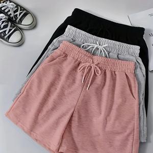 TEMU 3pcs 여성 캐주얼 세트 - 하이웨이스트 드로스트링 반바지, 더블 포켓, 단색, 경량 폴리에스터, 봄 & 여름에 완벽, 올시즌 반바지 | 하이웨이스트 반바지 | 경량 반바지