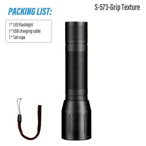 TEMU 1개 알루미늄 핸드헬드 토치, LED 충전식 손전등, 야외 서치라이트, 휴대용 캠핑 조명, 텔레스코픽 줌 기능, 스마트 전자 디스플레이, 긴 지속 시간, 모험/야외/작업/수리/낚시/비상사태용