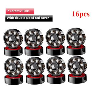 TEMU 롤러 스케이트 및 스케이트보드용 16개입 608 2RS 세라믹 볼 베어링, 8x22x7mm ABEC-11 고속 - 양면 레드 커버, 가벼우면서 내구성 있고 부식 방지, 쉬운 설치, 고속 베어링 | 매끄러운 외관 | 양면 디자인
