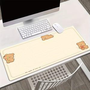 TEMU 귀여운 곰 테마 XXL 데스크 매트 | 부드러운 고무 및 패브릭 마우스패드, 장난기 넘치는 곰 일러스트레이션 | 다용도 게이밍 & 사무실 키보드 패드 | 가족과 친구들을 위한 완벽한 선물 | 600mm x 300mm / 700mm x 400mm / 800mm x 500mm 사이즈 선택 가능