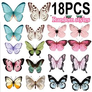 TEMU 18개 리얼리스틱 3D PVC 나비 장식 세트 - 컬러풀 워터컬러 날개, 쉽게 걸기 가능, 웨딩, 발렌타인데이, 파티, 할로윈, 크리스마스 이벤트 & 파티 소품용