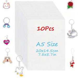 TEMU 10개입 수축 포장 플라스틱 시트 - 7.8x5.7