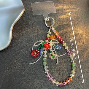 TEMU 컬러풀 플라워 비즈 폰 스트랩, 새로운 패션과 정교한 노트북 카메라 펜던트 액세서리, 귀여운 폰 스트랩, 폰 참 액세서리