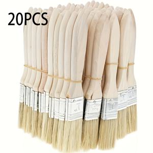 TEMU 20개 다용도 1인치 플랫 브러시 세트, 페인트, 스테이닝, 바니싱, 접착제 및 DIY 홈 수리 도구용 재사용 가능한 합성 소재 손잡이 호박형 브러쉬