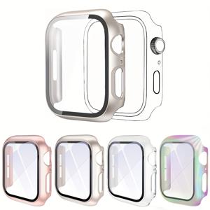 TEMU 4pcs 아이폰 강화 유리 스크린 보호기 케이스, 애플 워치 38/40/41/42/44/45/46/49mm, 울트라/SE/10/9/8/7/6/5/4/3/2/1, 경량, 미끄럼 방지, 스크래치 방지, 캐주얼 보호 커버